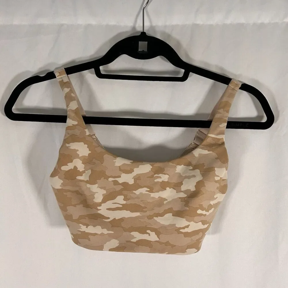 Lululemon Sports Bra Women's 4 C D Brown Camo Strappy Hook Eye Elastic band